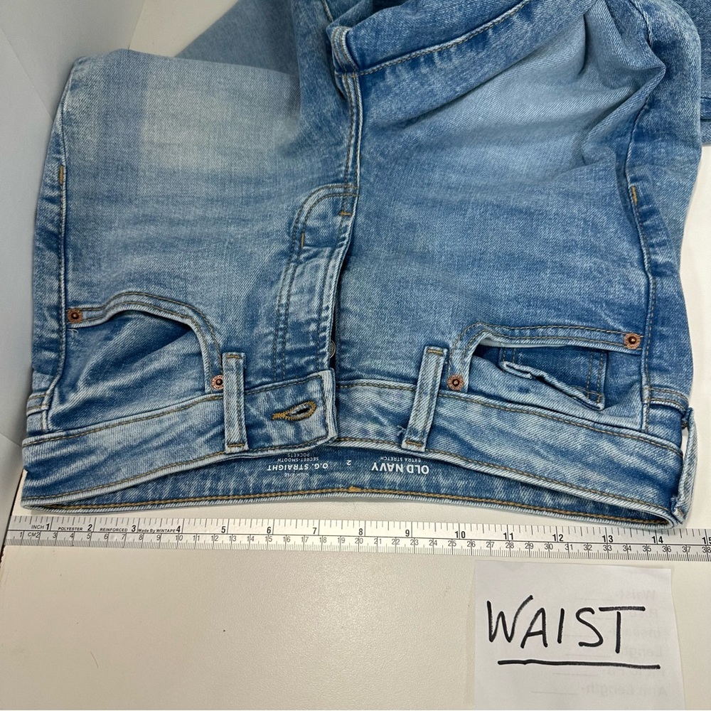 OLD NAVY Stonewash Jeans Sz 2 Extra Stretch High Rise O.G. Straight Butt… - Picture 8 of 16